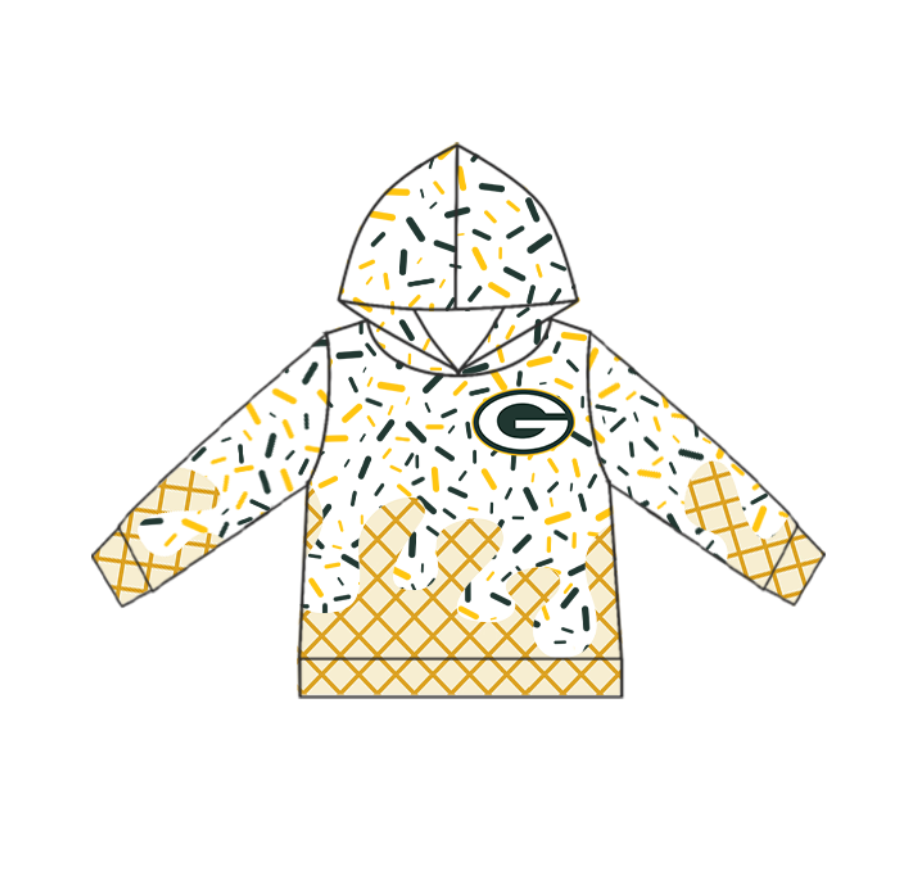 custom moq 3 football team G blue long sleeve hoodie boys top