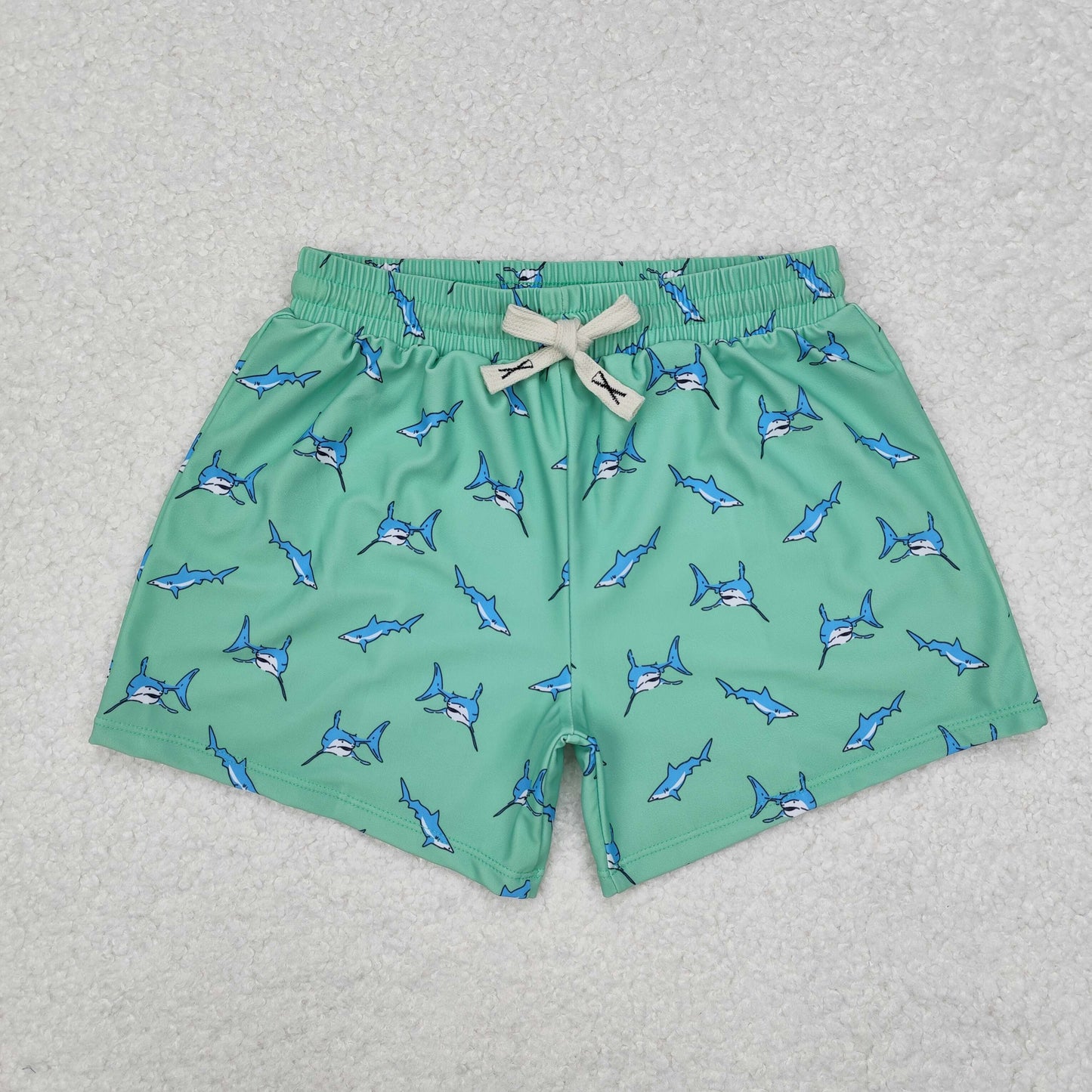 S0173 Boys Green Shark Swimming Trunks