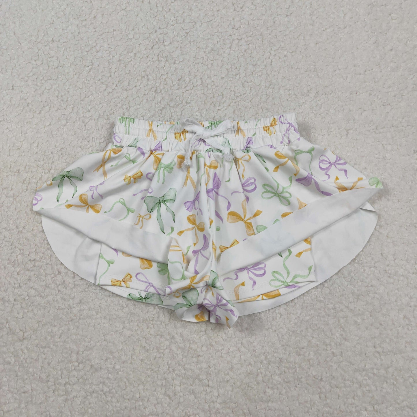 SS0682 yoga Mardi Gras purple yellow green bows girls shorts