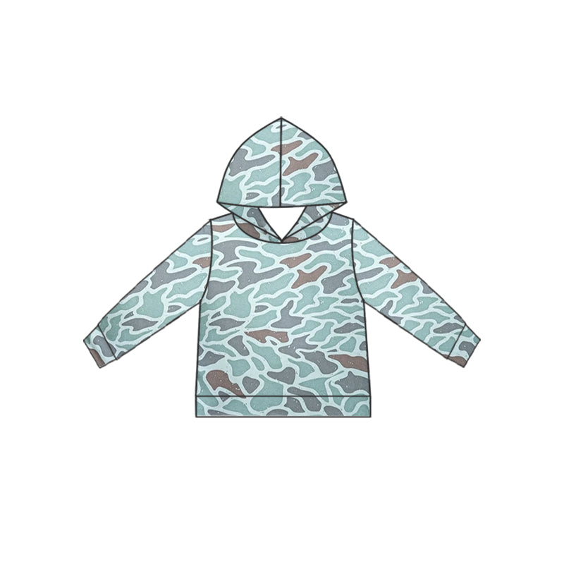 custom style grey camo long sleeve boys hoodie pullover