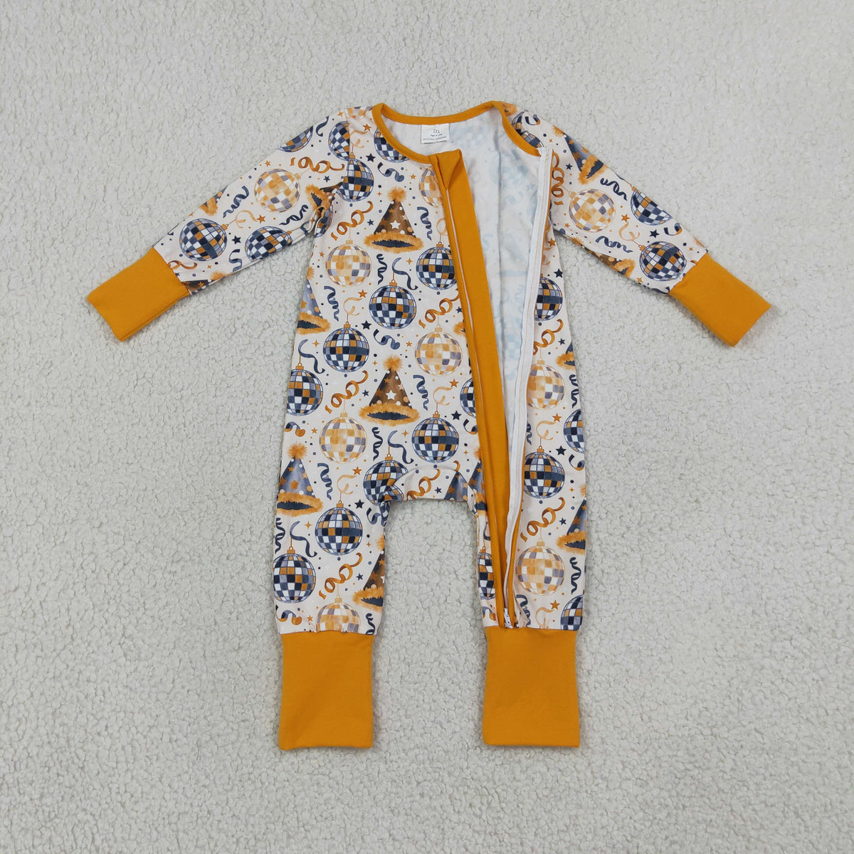 LR3212 Happy Birthday Zipper Long Sleeve Boys Romper