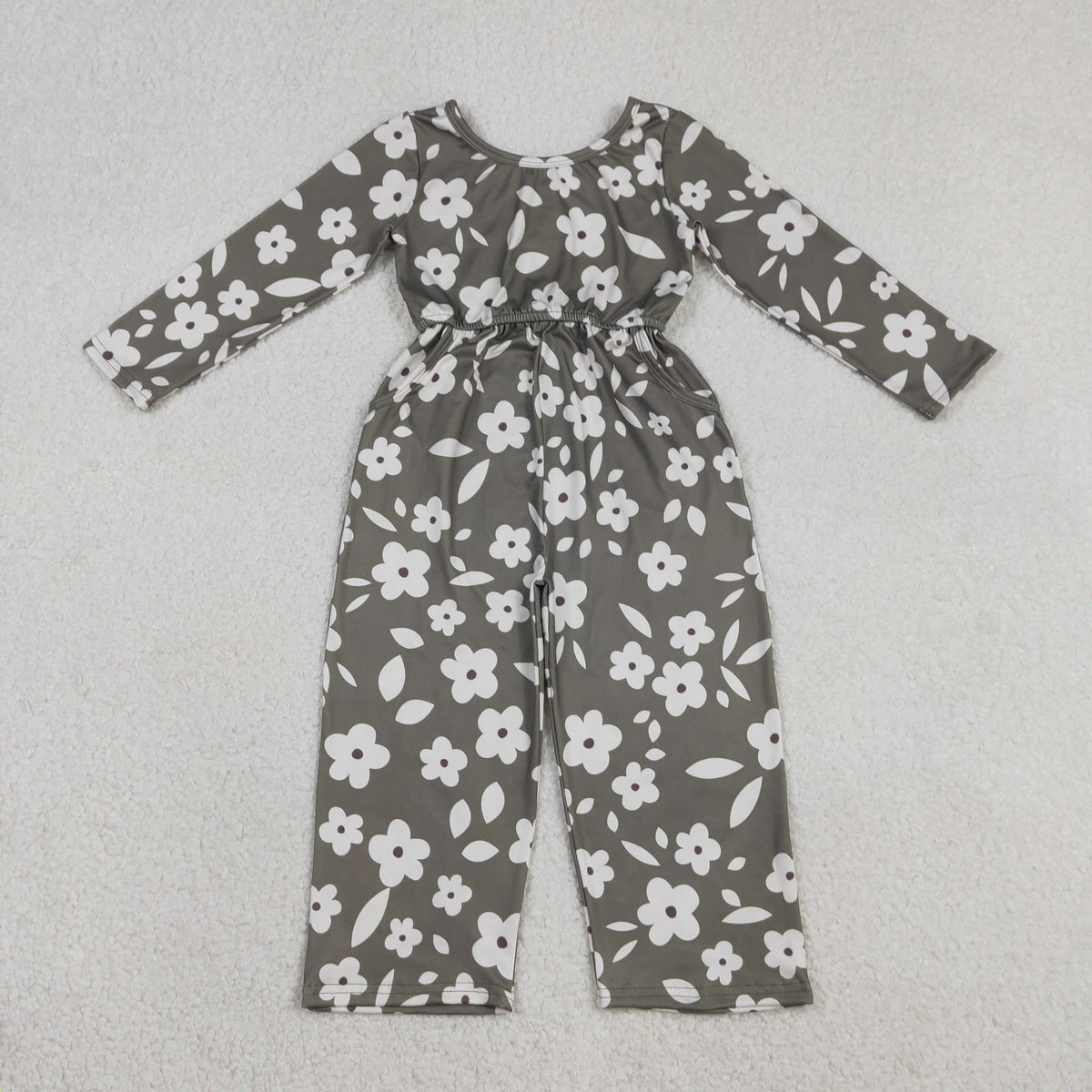 LR2828 flowers green long sleeve girls jumpsuits