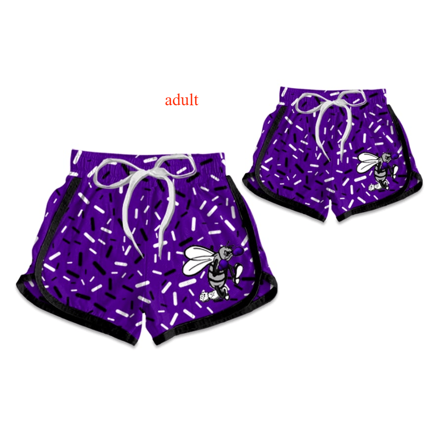 custom moq 3 mama and me football item ice purple shorts RTS sibling clothes