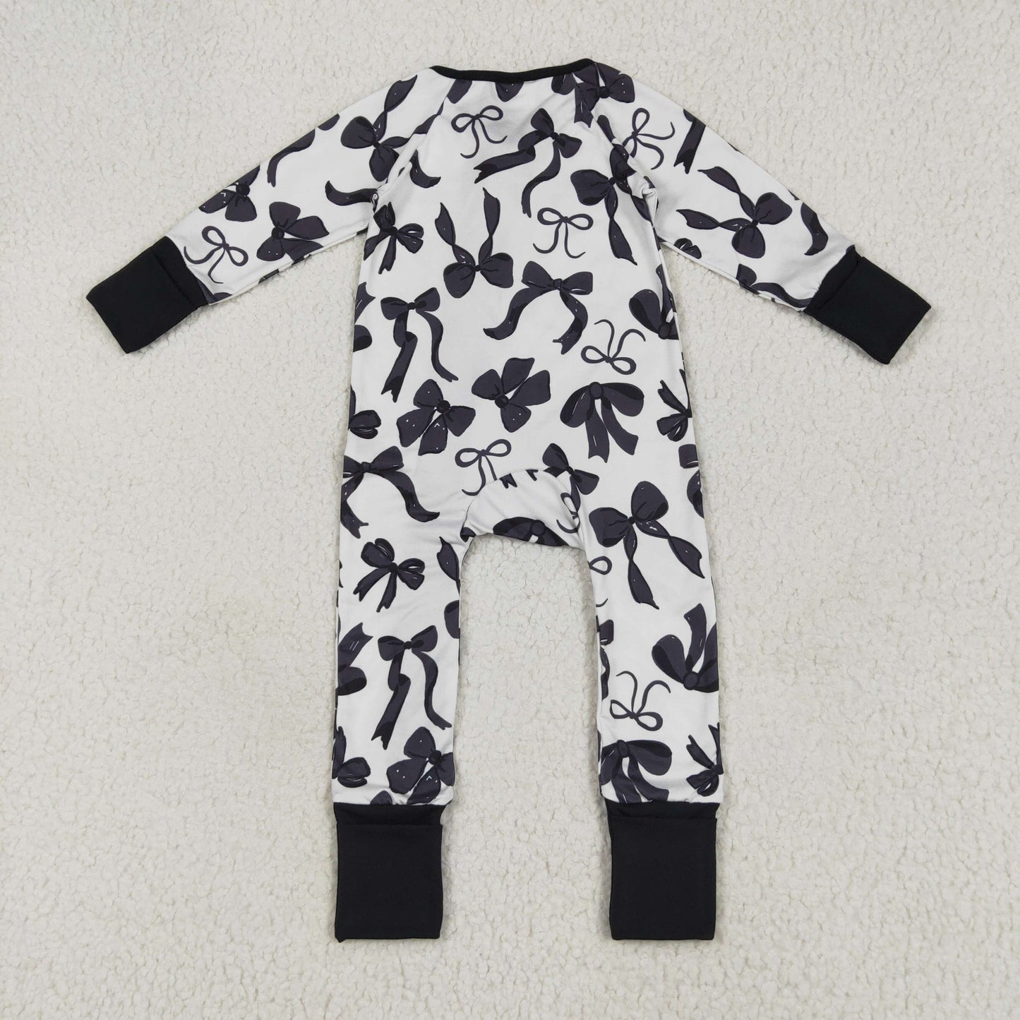 black bows pajamas/romper RTS sibling clothes