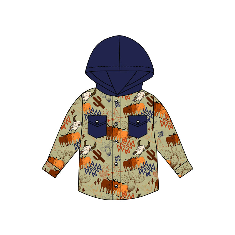 preorder BT0361 Western cow cactus hoodie boys top