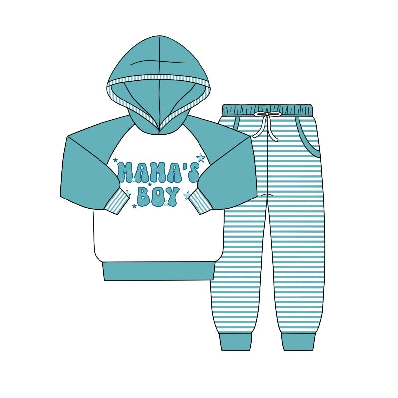 preorder BLP0360 Mamas boy blue hoodie boys set