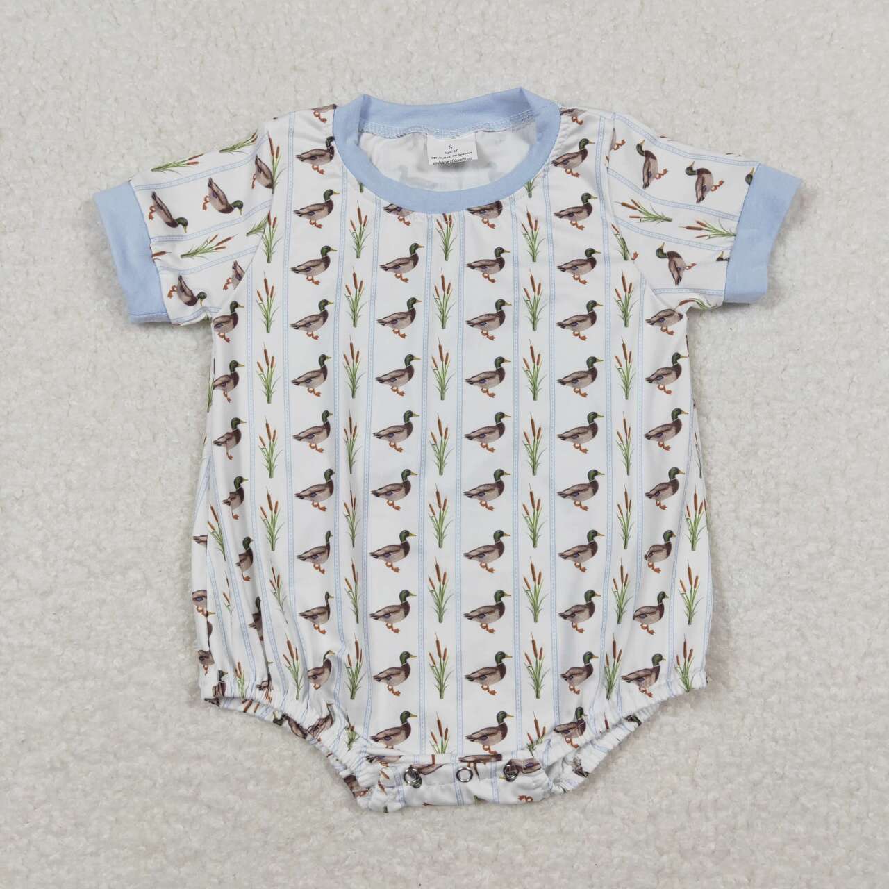 SR1067 Mallard blue short sleeve boys romper