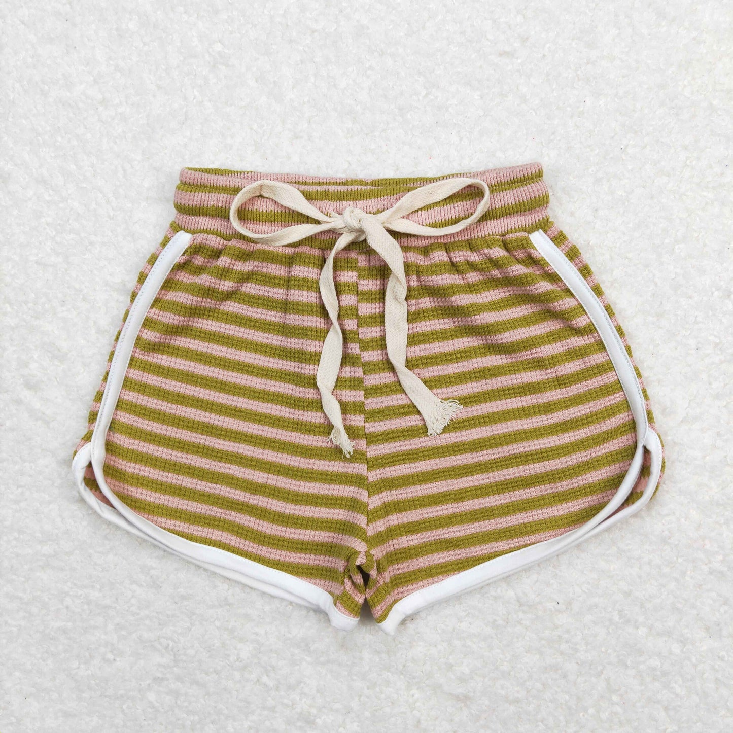 SS0321 pink&green striped girls shorts