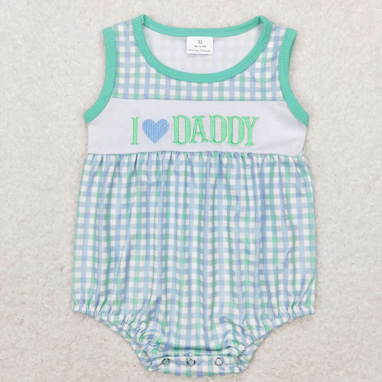 SR0714 I love daddy purple green sleeveless kids romper