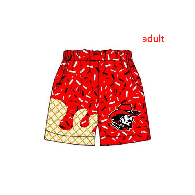 Custom Moq 3 football team ice red adult man shorts