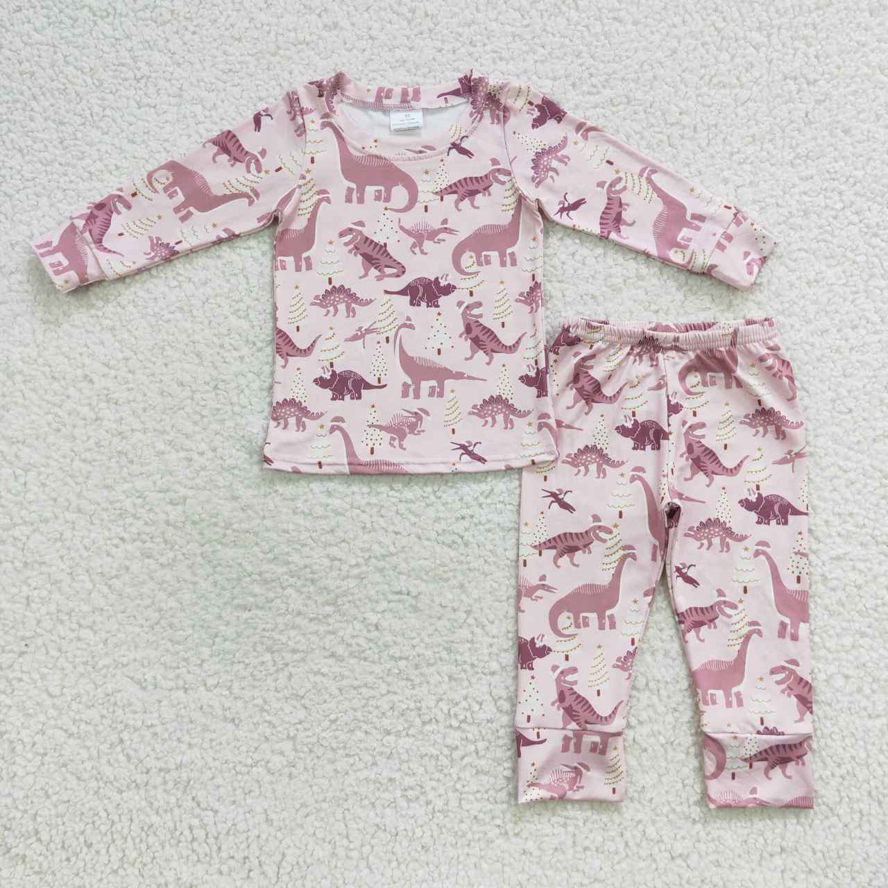 GLP0482 Pink Dinosaur Long Sleeves Girls Pajamas