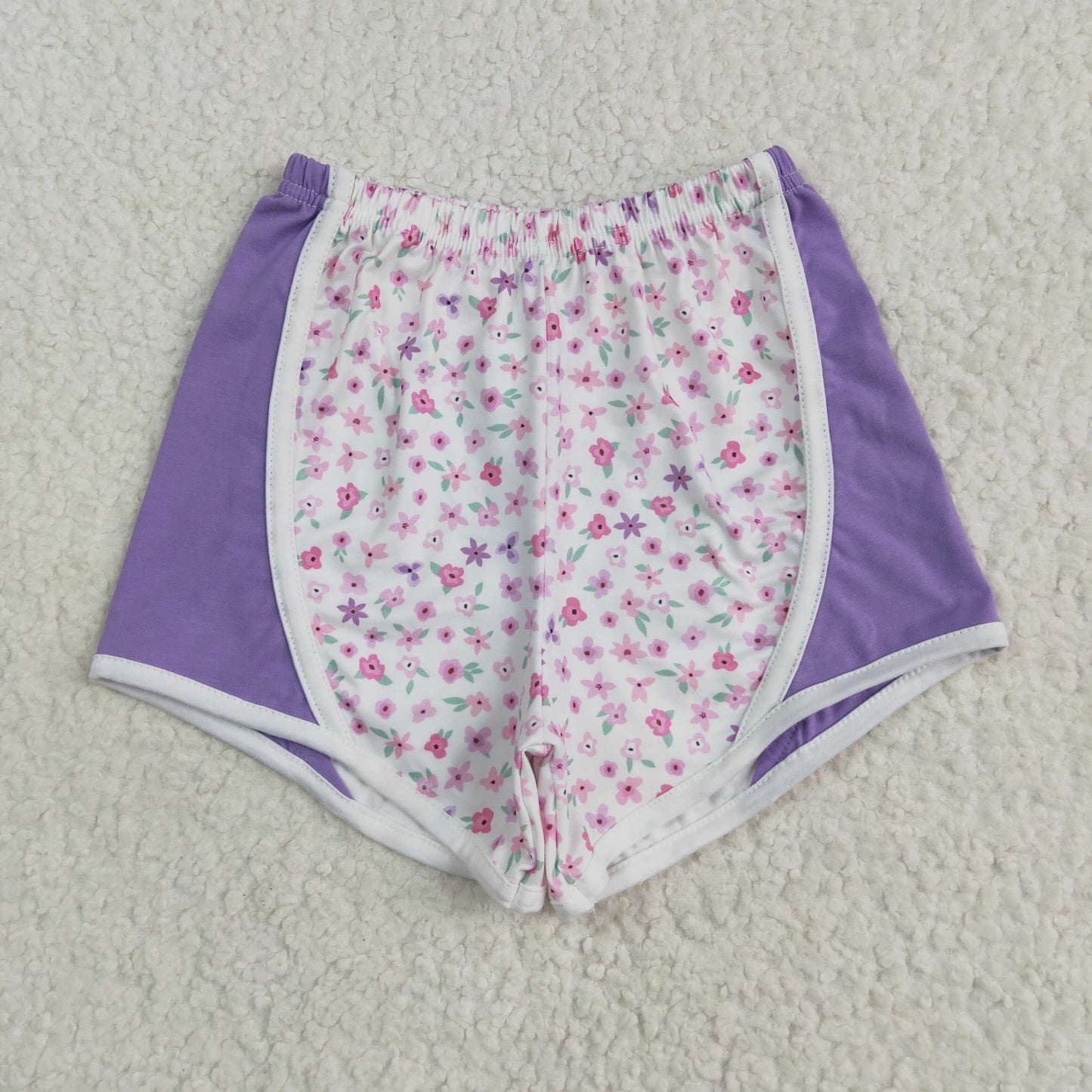 SS0524 pink flowers purple girls shorts