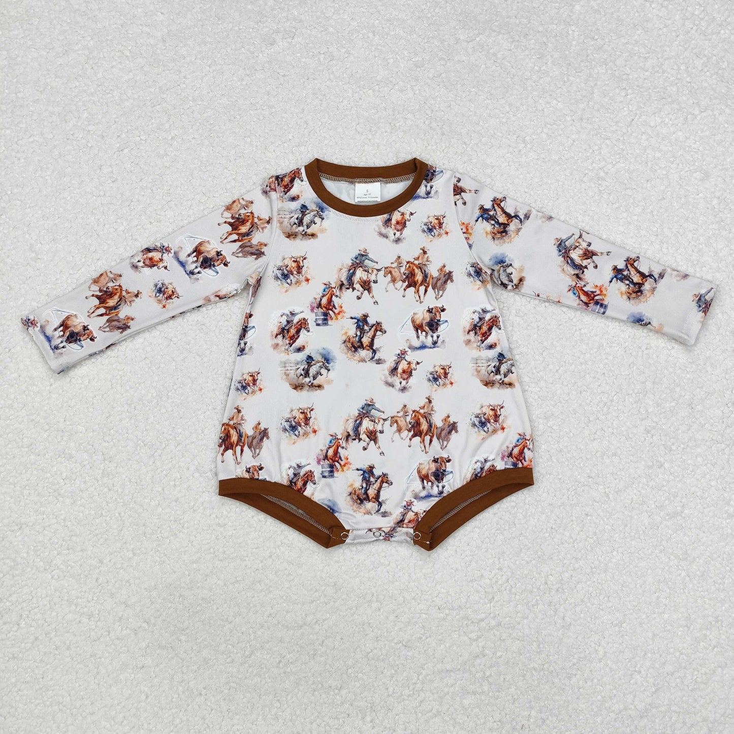 LR1866 Western rodeo long sleeve boys romper