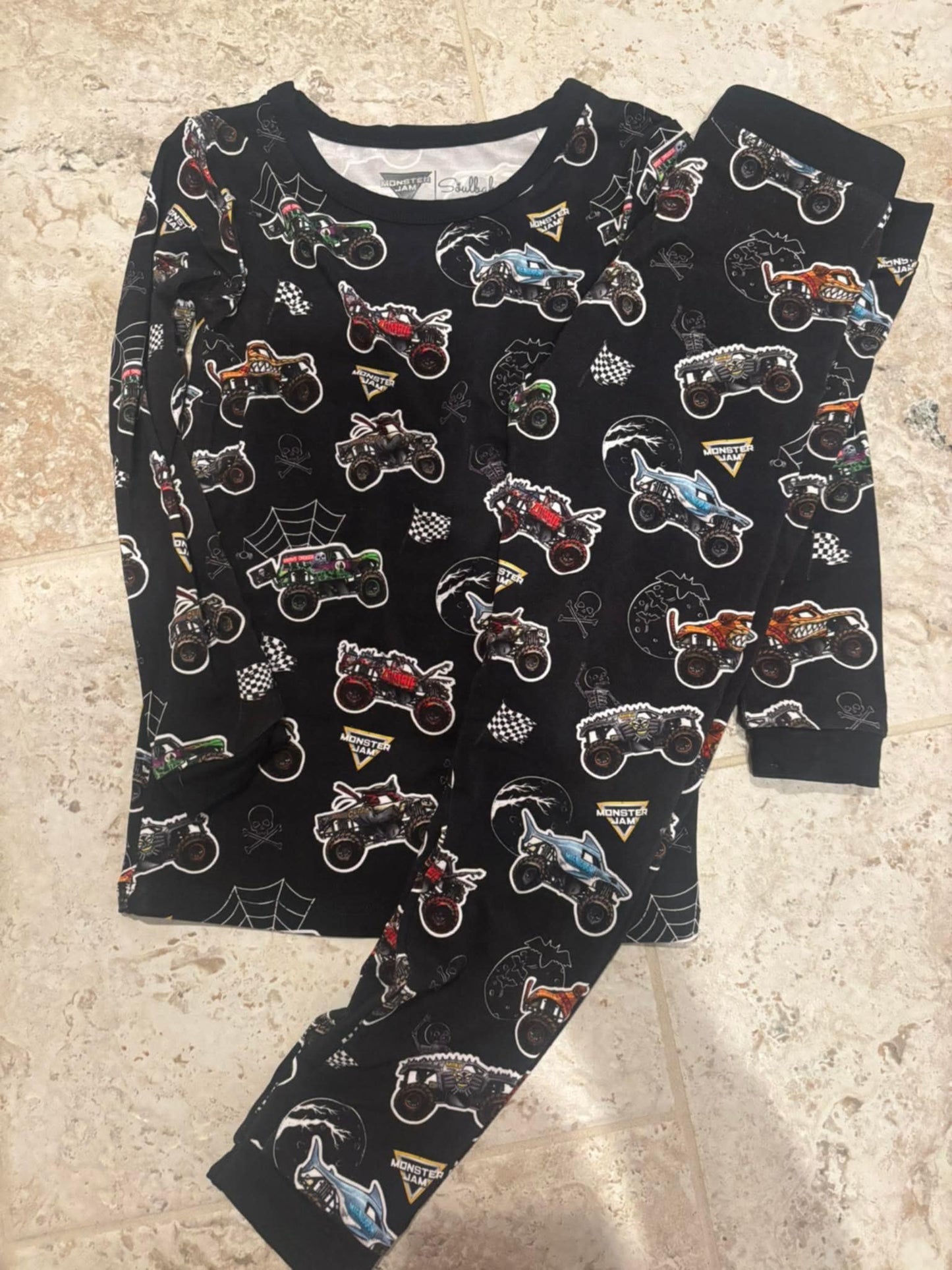 custom cartoon car black long sleeve pants boys pajamas