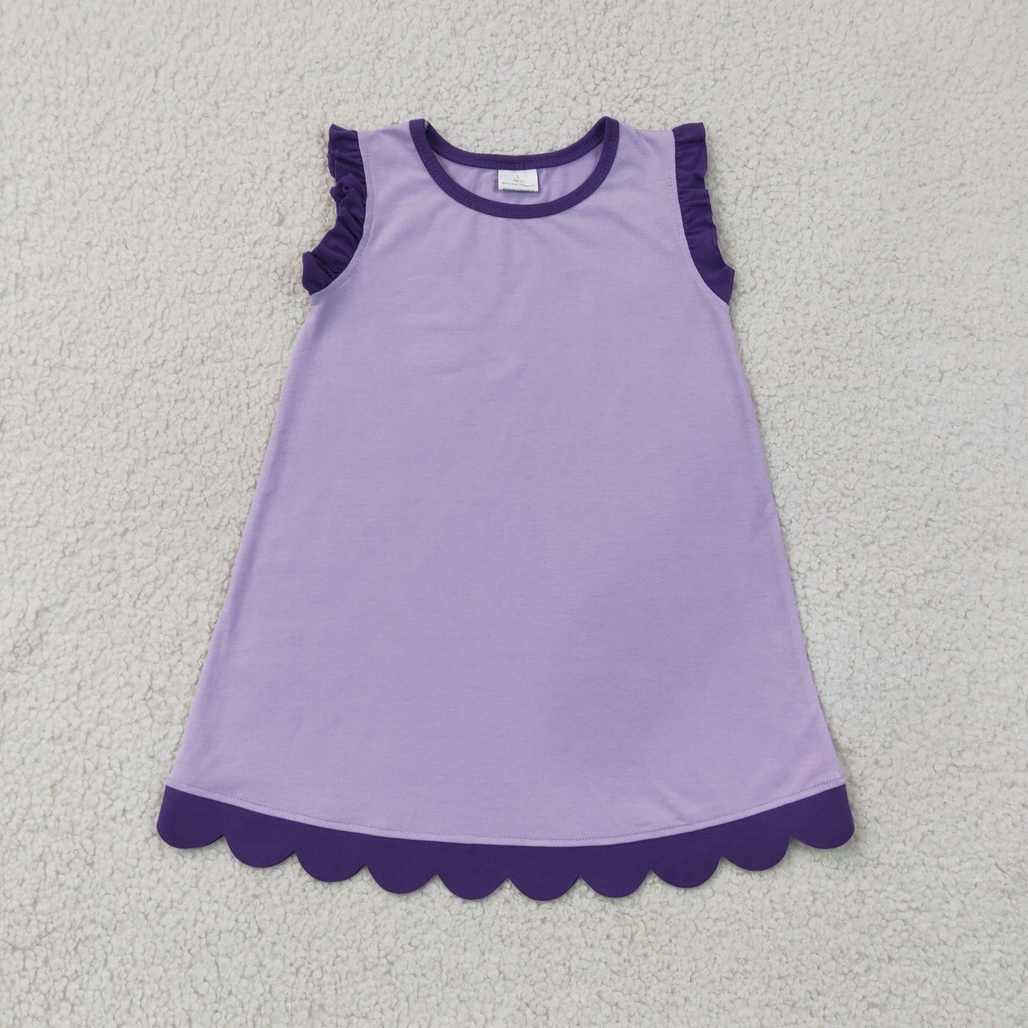 GSD4051 Yoga Scallop Purple Sleeveless Girls Dress