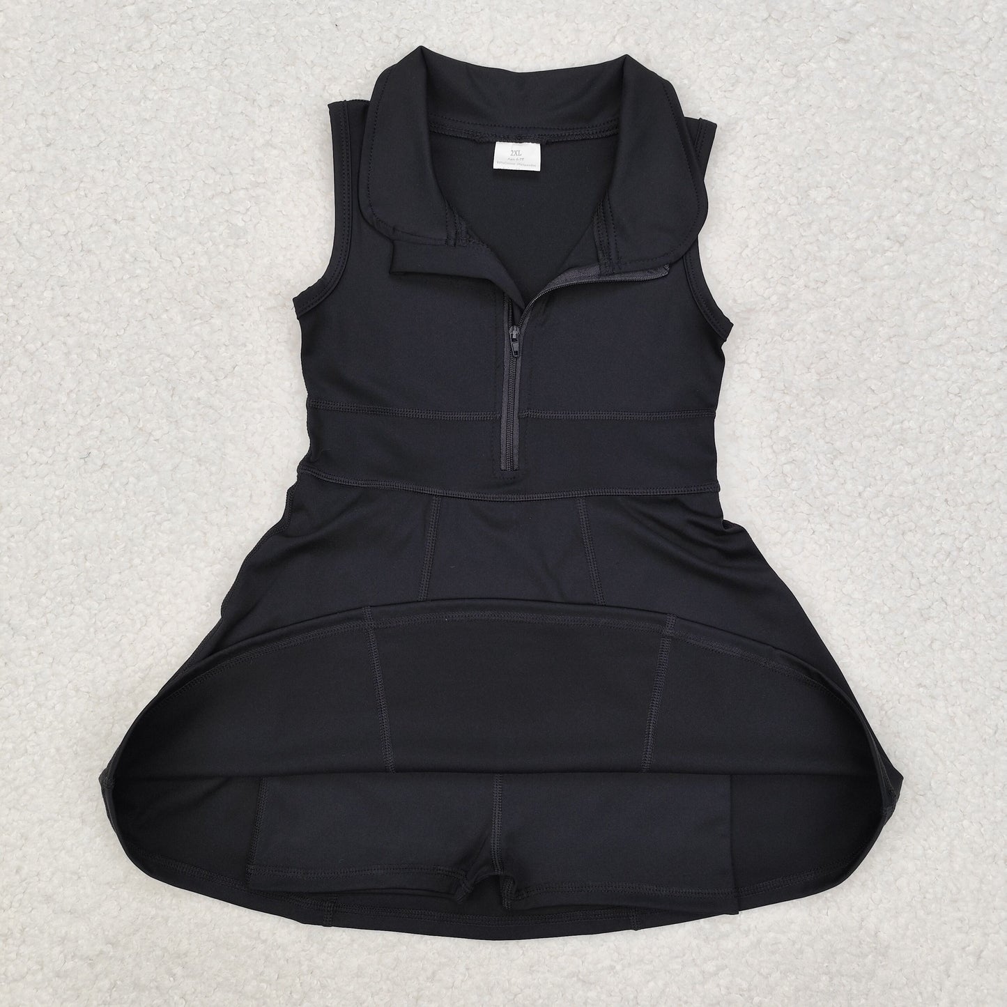 GSD1428 black short sleeve skirts girls set active wear athletic