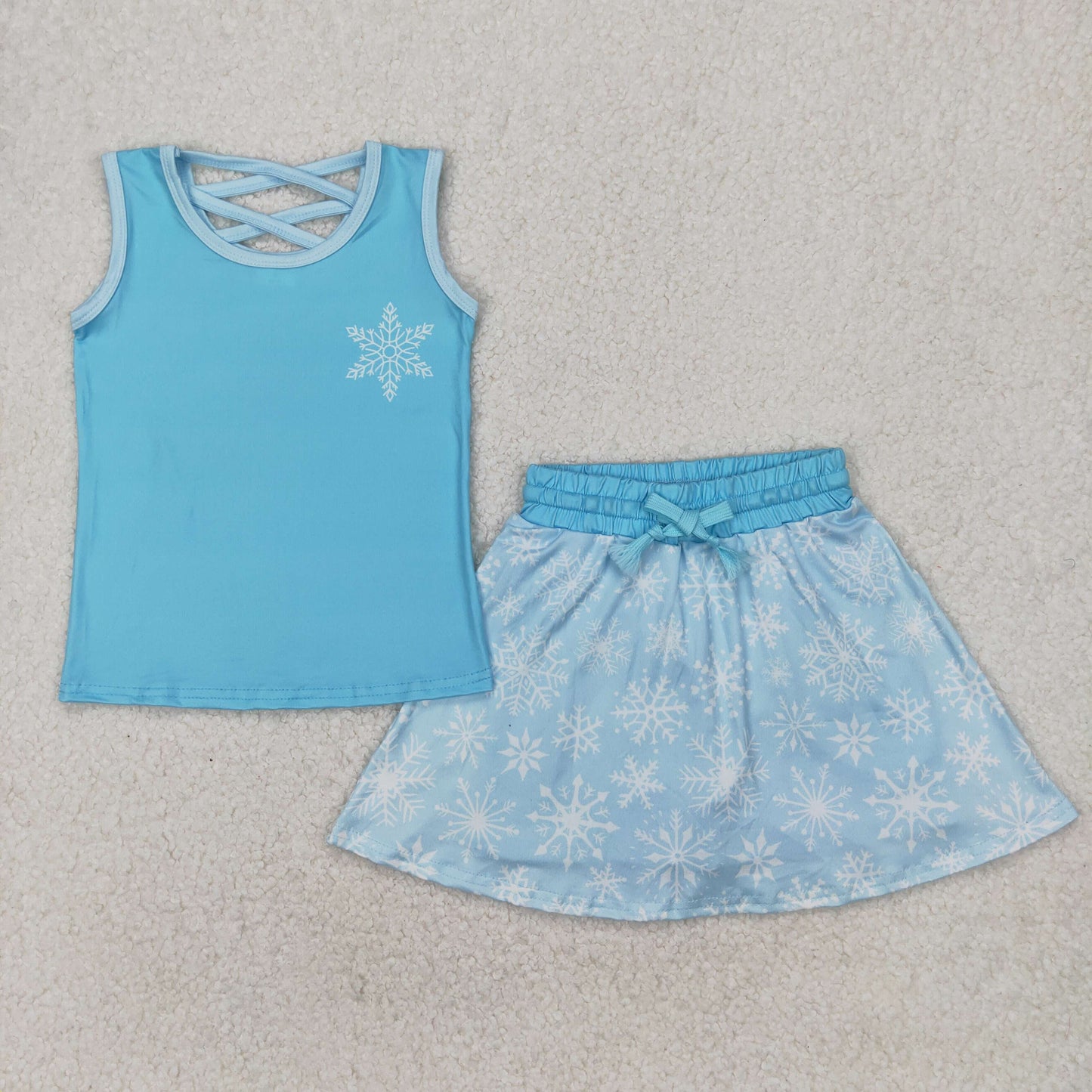 GSD2074 cartoon princess blue sleeveless skirt girls set