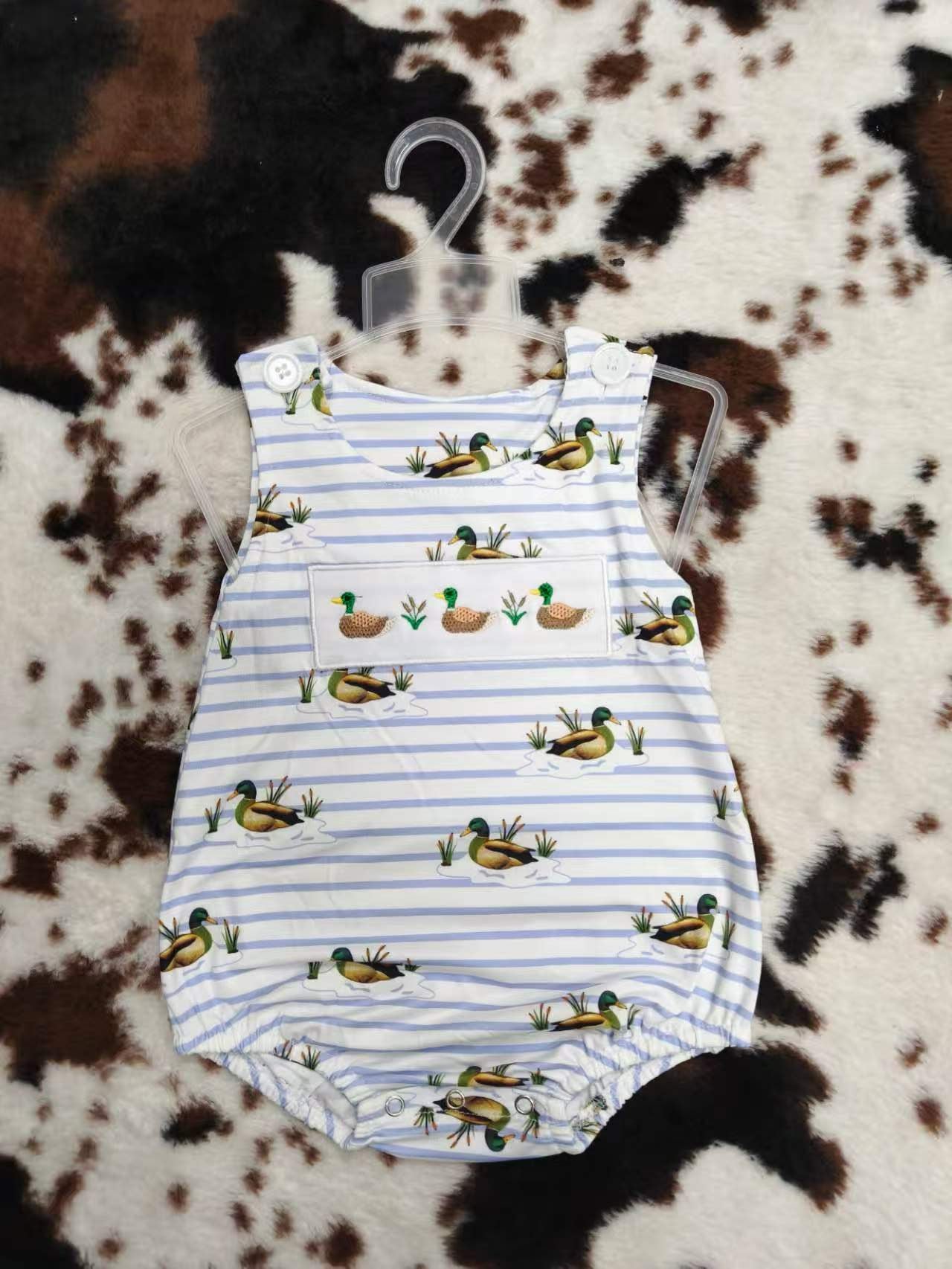 Embroidery Hunting Style Boys Romper RTS Sibling Clothes