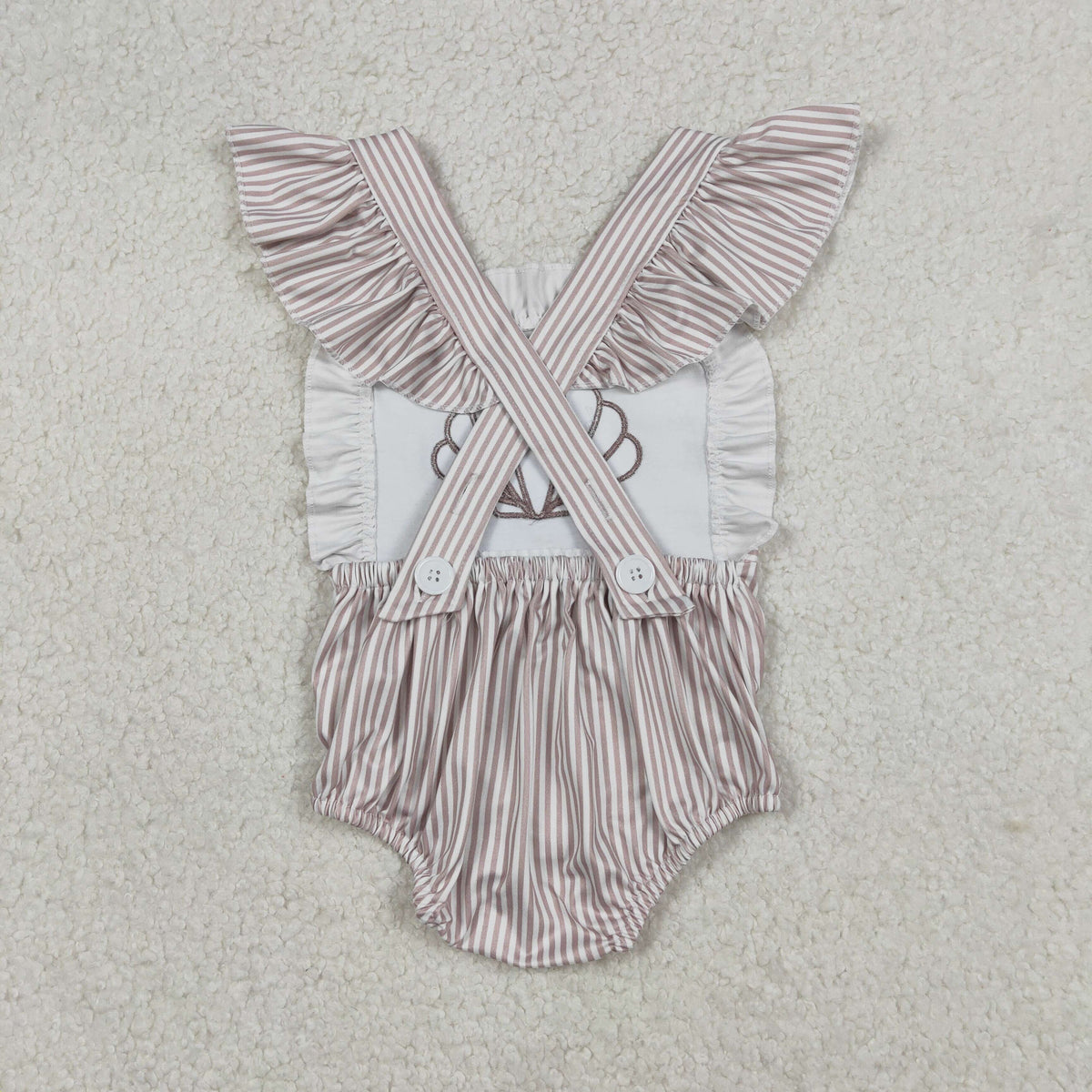 SR3396 shell striped flutter sleeve girls romper
