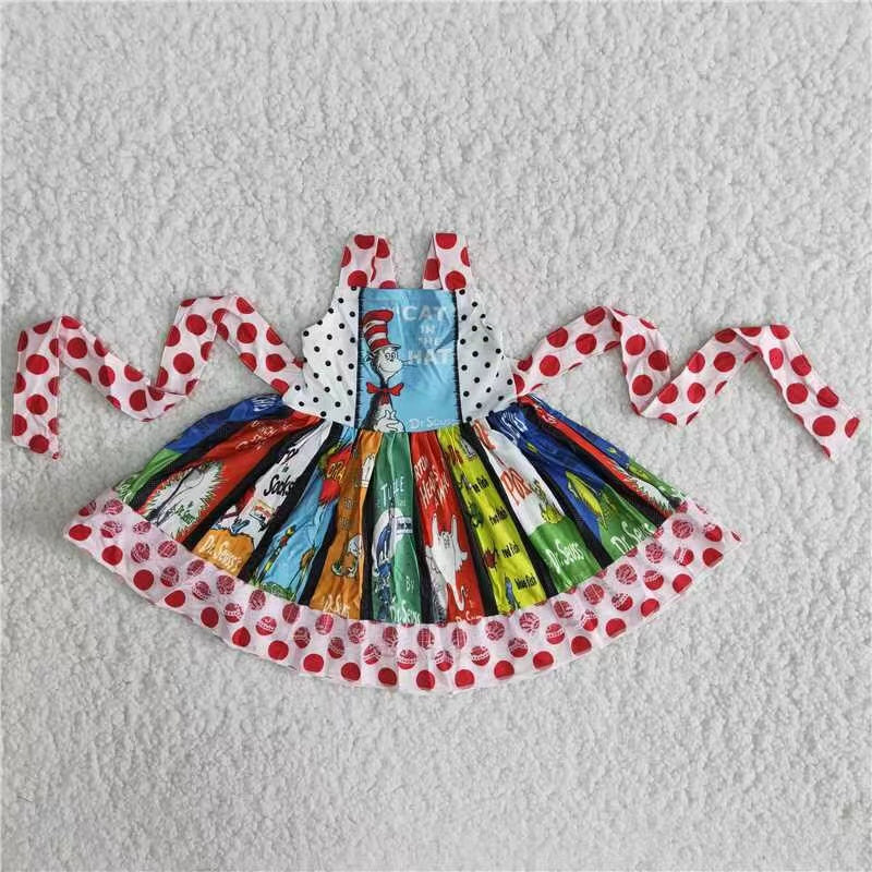 A12-22 Cartoon Dr red dot sleeveless girls dress