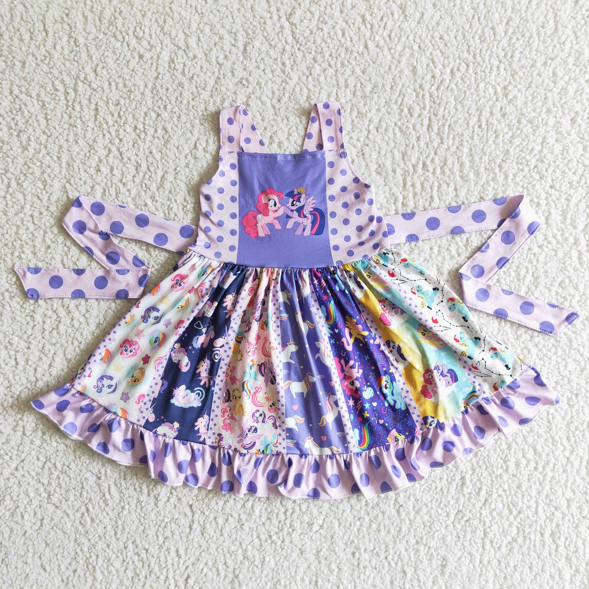 A17-4 Cartoon house purple sleeveless girls dress
