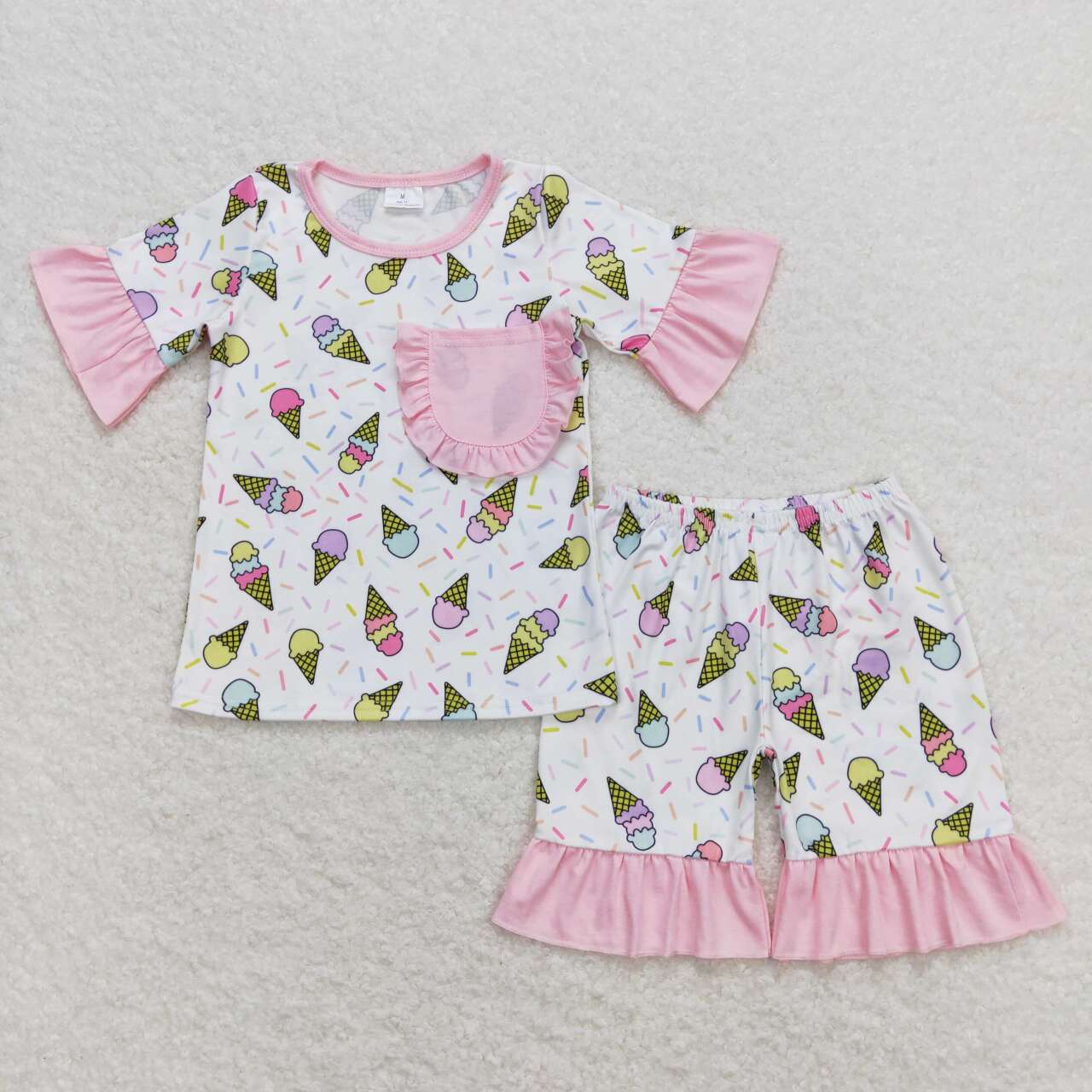 GSSO0667 Ice pocket pink short sleeve shorts girls pajamas