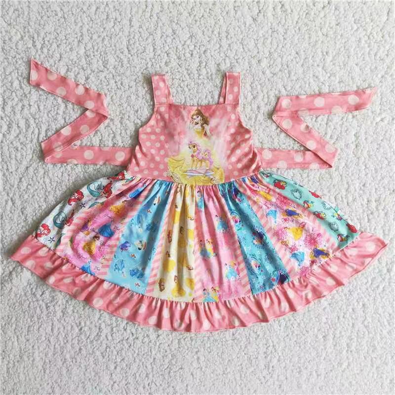 Pink Princess Cartoon Design Twirl Dress