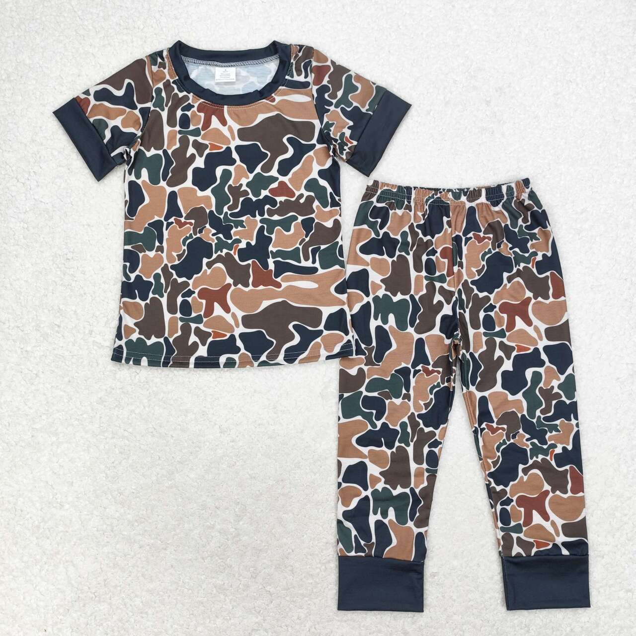 BSPO0443 bamboo black camo short sleeve pants boys pajamas