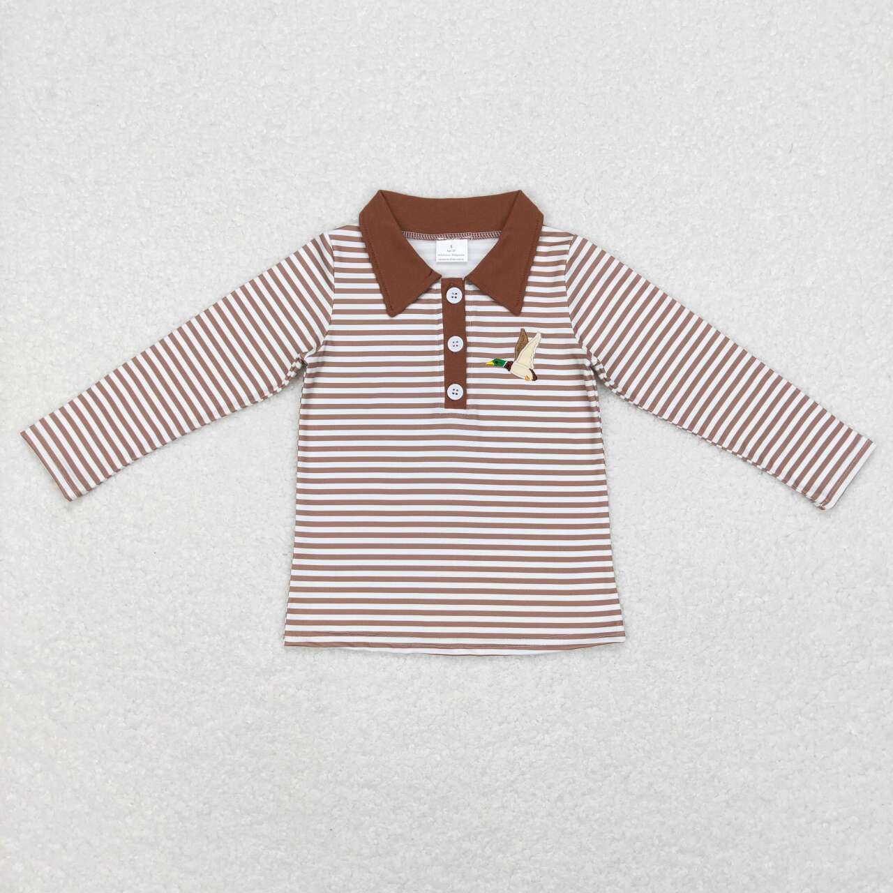 BT0404 Mallard duck khaki striped long sleeve boys pullover