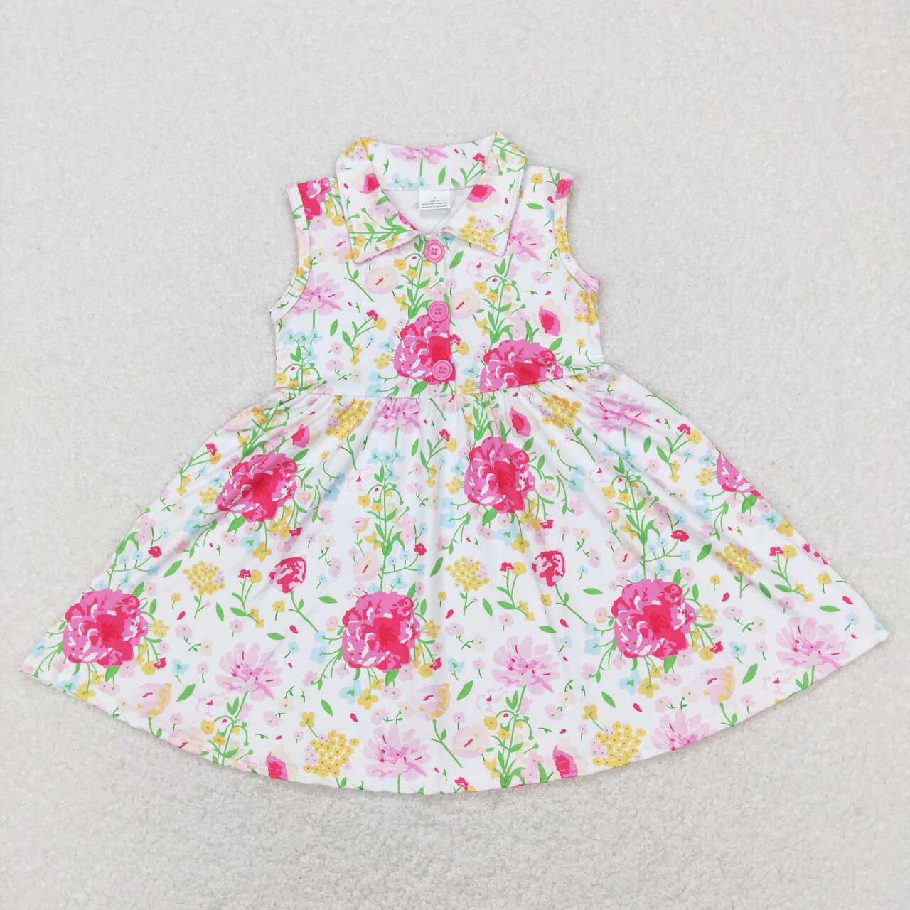 GSD0546 Hot pink flowers sleeveless girls dress