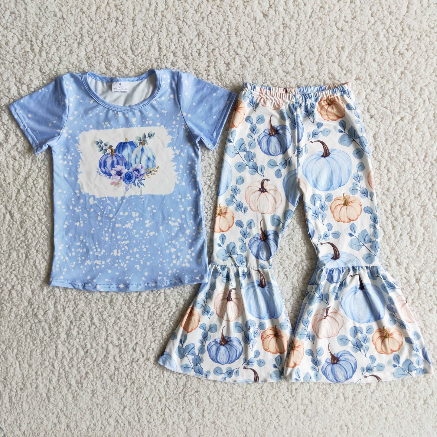 B9-13 Orange long sleeve pants girls set