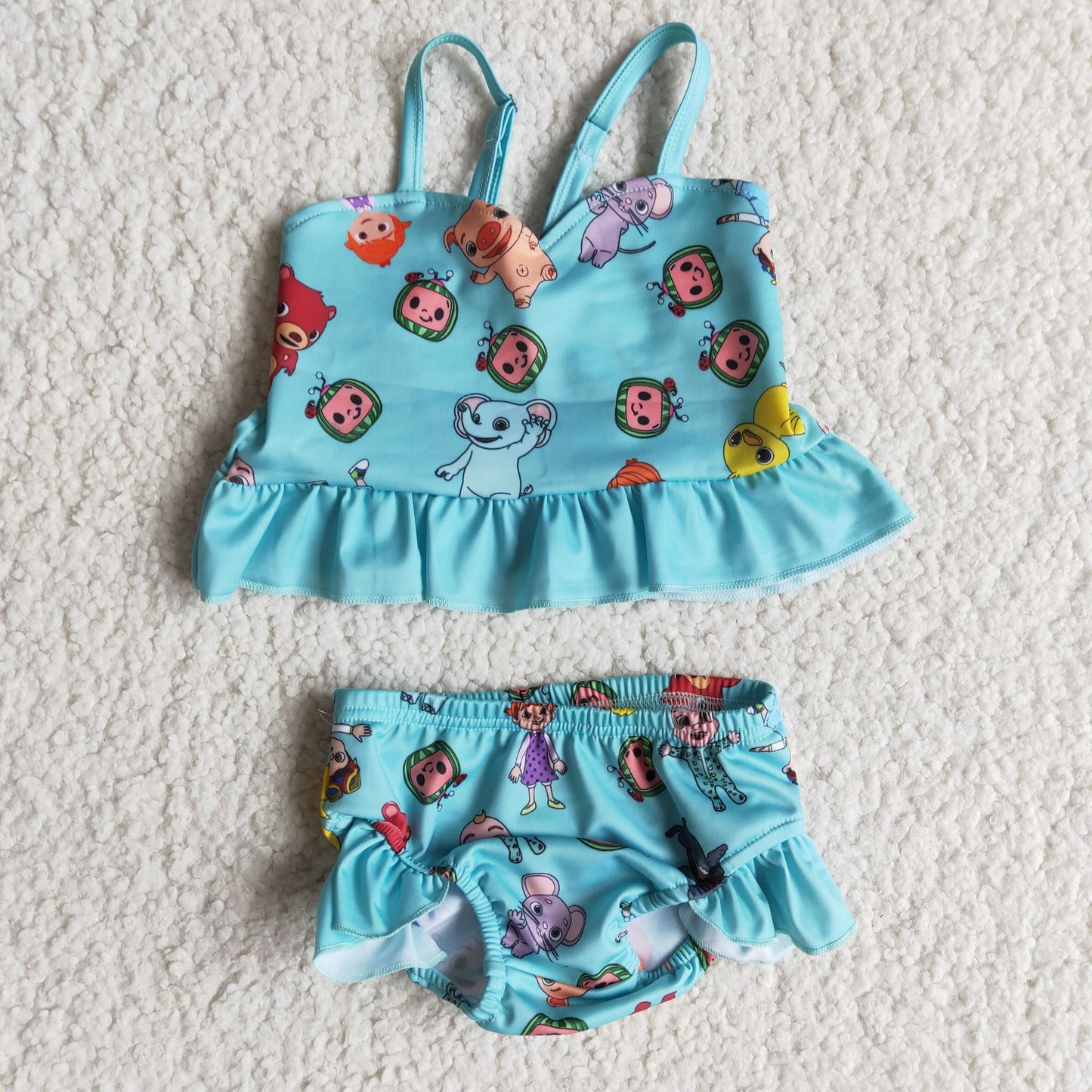 B9-22 watermelon blue 2pcs girls swimsuits