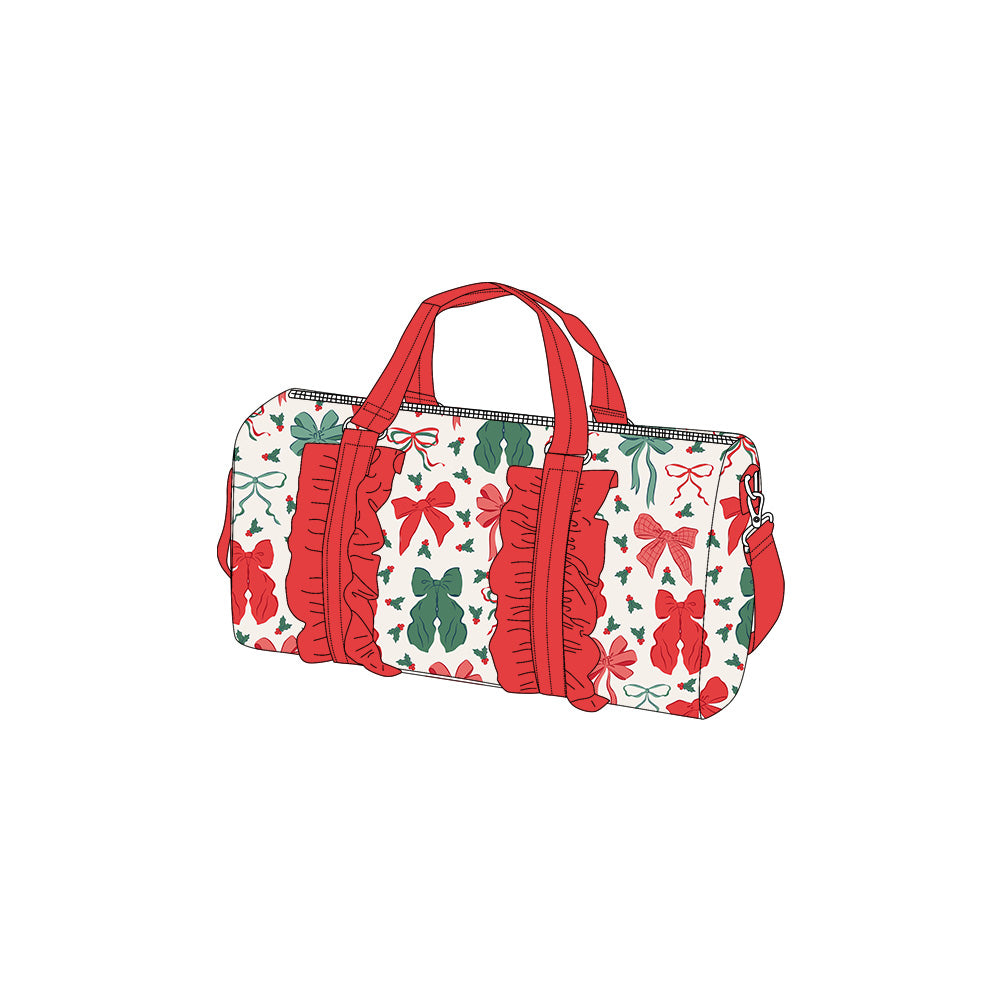 preorder BA0315 Christmas green/red bows ruffles bag