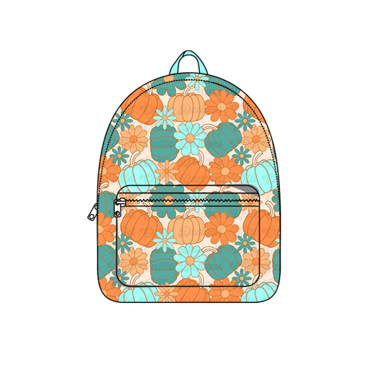 preorder BA0316 pumpkin flowers green school bag