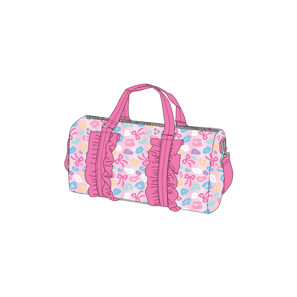 preorder BA0320 colorful leopard bows pink ruffles bag