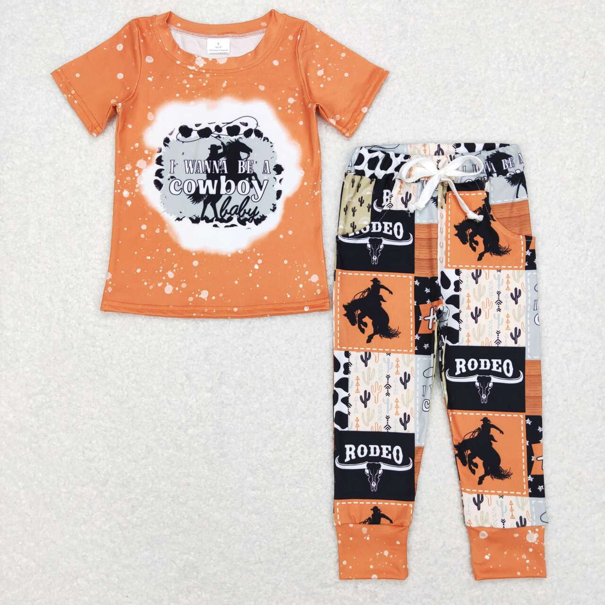 BSPO0209 I wanna be a cowboy short sleeve pants boys set