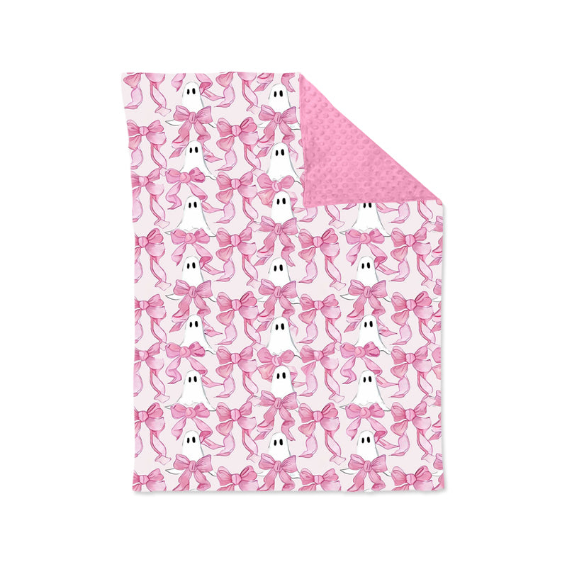 preorder BL0208 Halloween spooky pink bows baby blanket