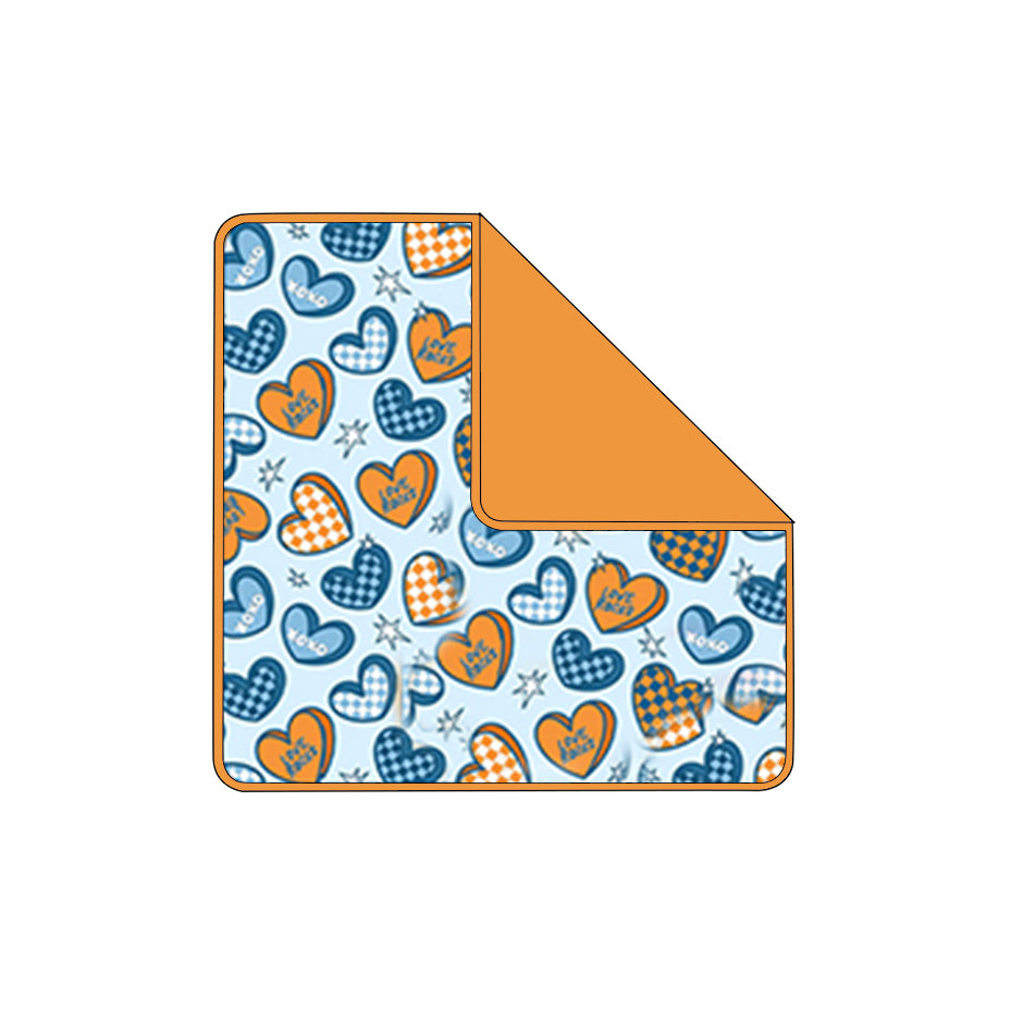preorder BL0238 Valentine's Day Heart Blue Orange Baby Blanket