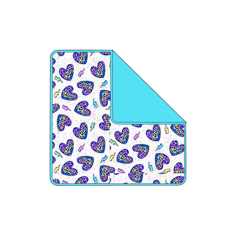 preorder BL0239 Valentine's Day Leopard Heart Flash Blue Baby Blanket