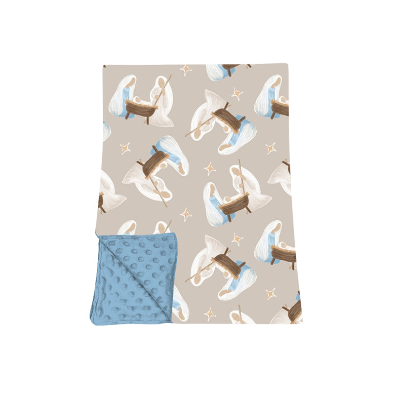 preorder BL0285 The Nativity Story Blue Baby Blanket