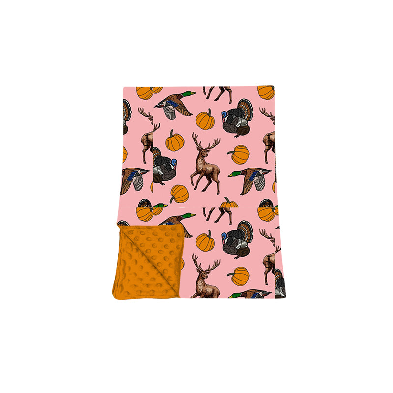 preorder BL0293 Hunting Mallard Deer Turkey Pumpkin Baby Blanket