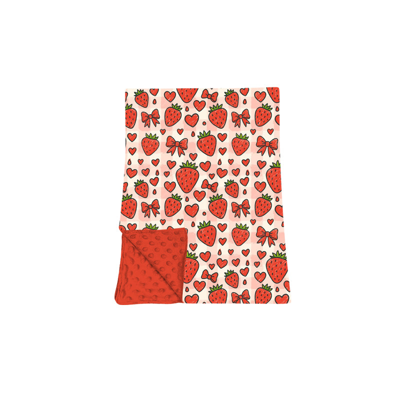 preorder BL0295 Valentine's Day Strawberry Bows Baby Blanket