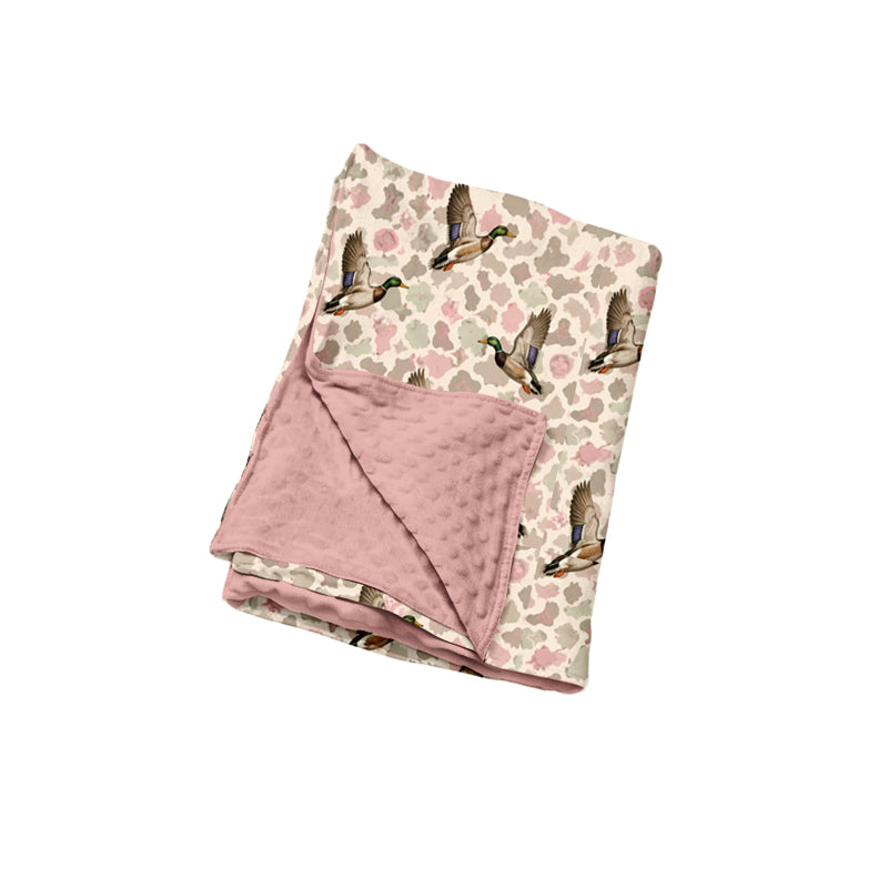 preorder BL0308 Camo Mallard Duck Pink Baby Blanket
