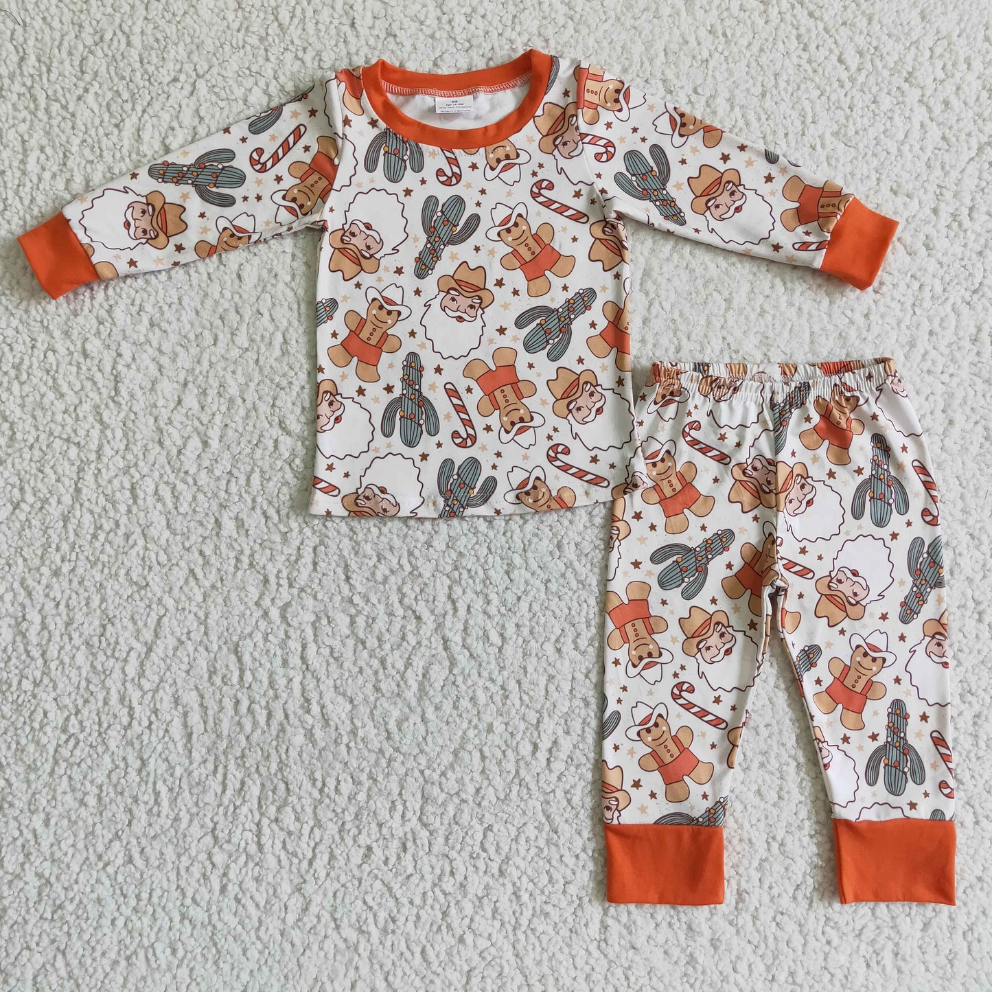 BLP0082 Christmas Santa Western Orange Boys Pajamas