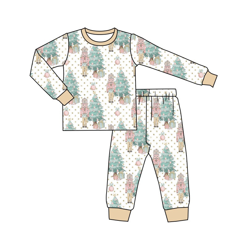 preorder BLP0319 Cartoon soldier tree pink long sleeve pants boys pajamas
