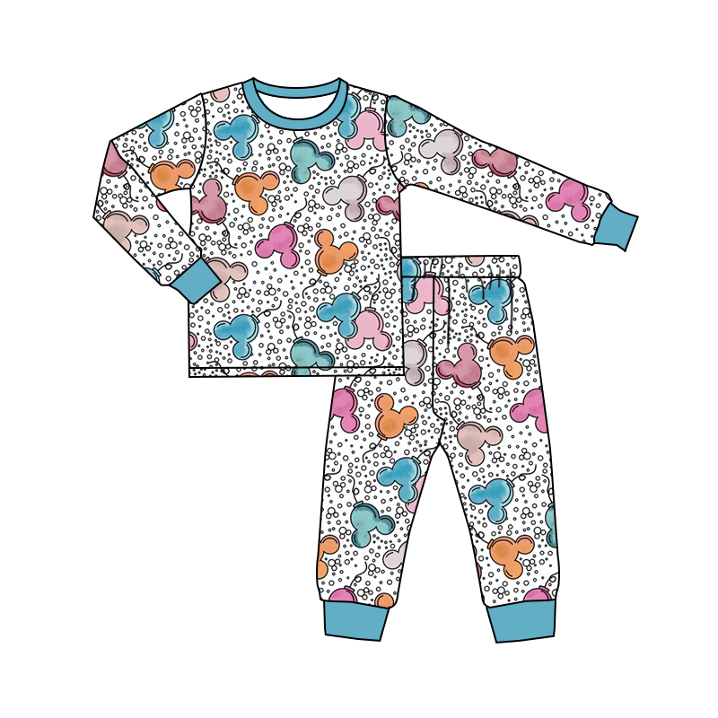 preorder BLP0458 Cartoon M blue long sleeve pants boys pajamas