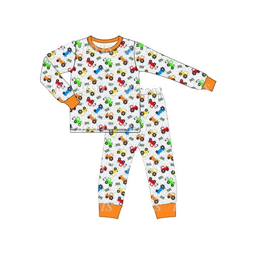 preorder BLP0473 construction truck orange long sleeve pants boys pajamas