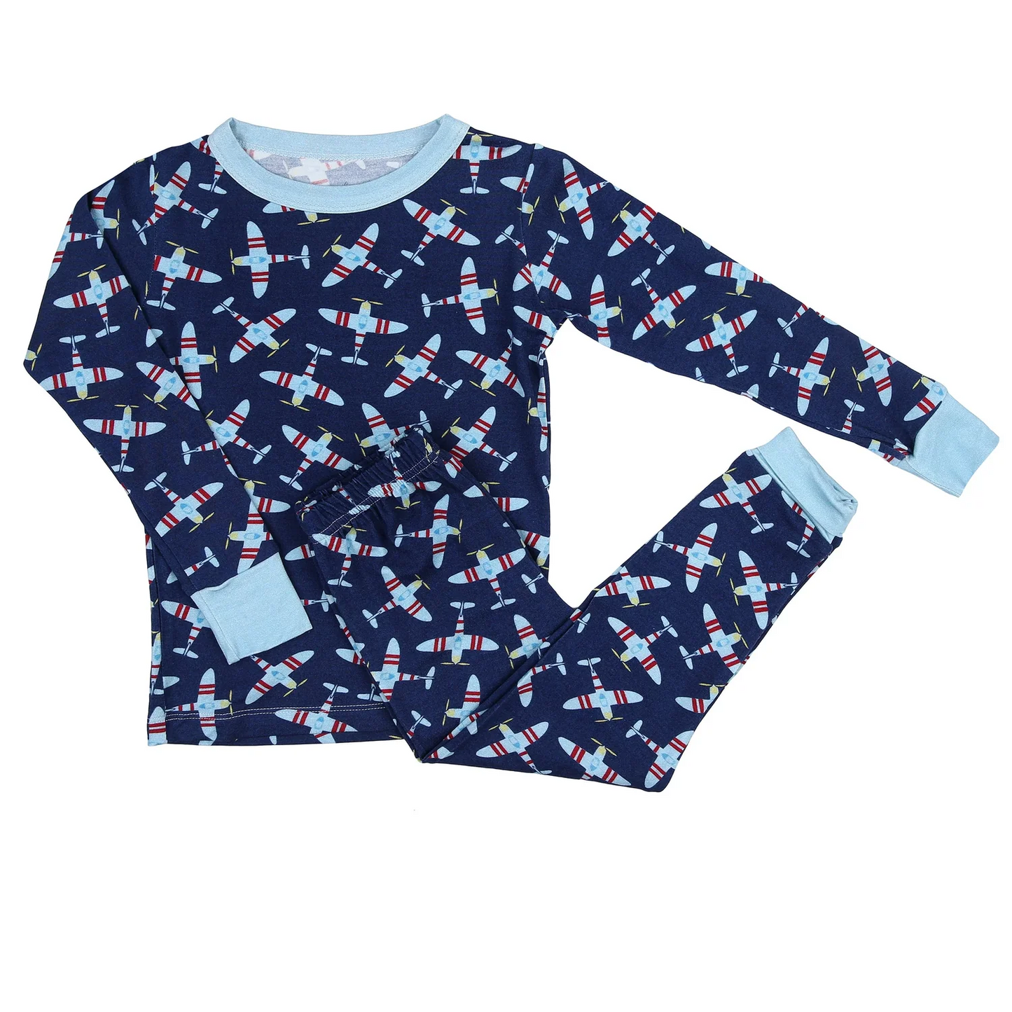 preorder BLP0486 cute plane blue long sleeve pants boys pajamas