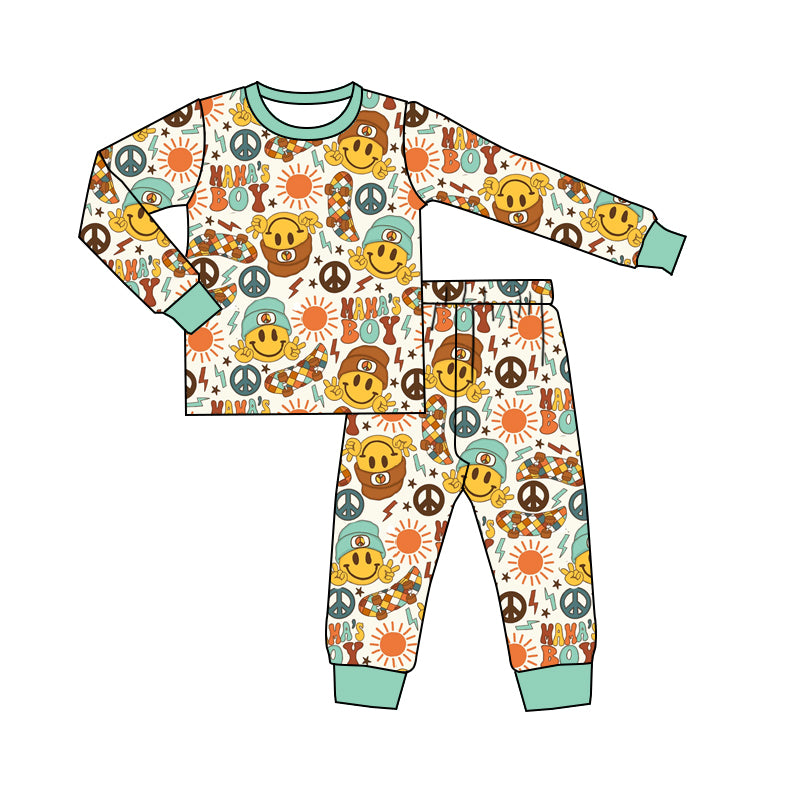 preorder BLP0516 mama's boy smile sun long sleeve pants boys pajamas