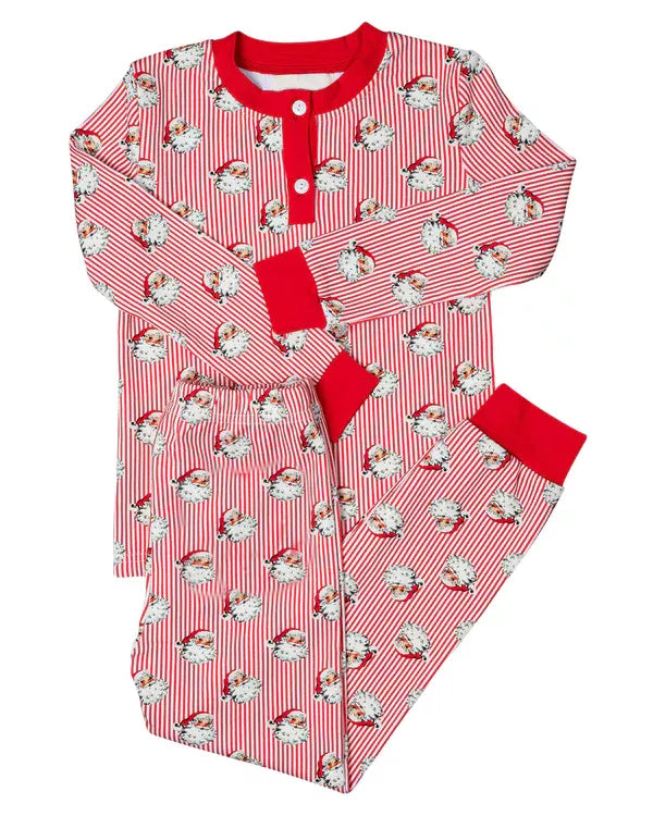 preorder BLP0653 Christmas Santa red striped long sleeve pants boys pajamas